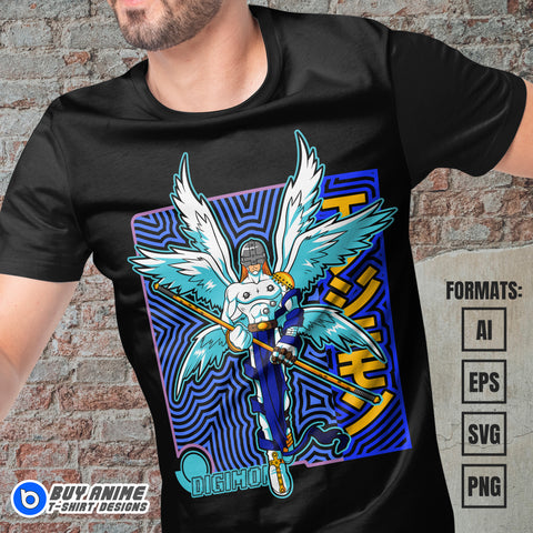 Premium Angemon Digimon Anime Vector T-shirt Design Template