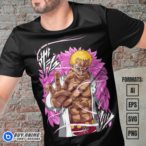 Premium Doflamingo One Piece Anime Vector T-shirt Design Template #5