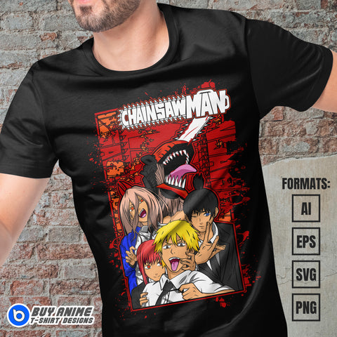 Premium Chainsaw Man Anime Vector T-shirt Design Template #26