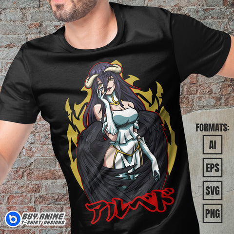 Premium Albedo Overlord Anime Vector T-shirt Design Template