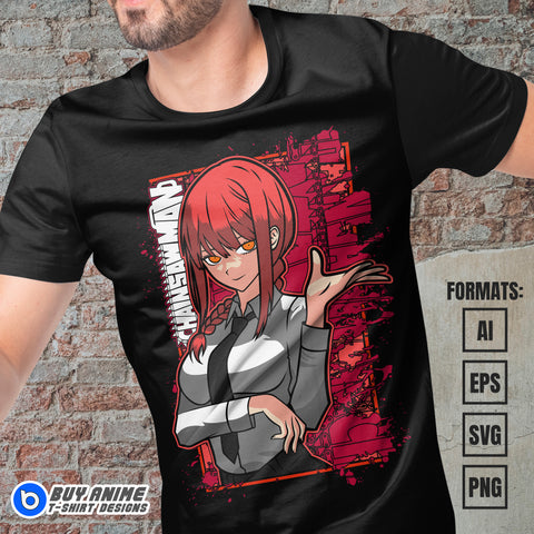 Premium Makima Chainsaw Man Anime Vector T-shirt Design Template #2