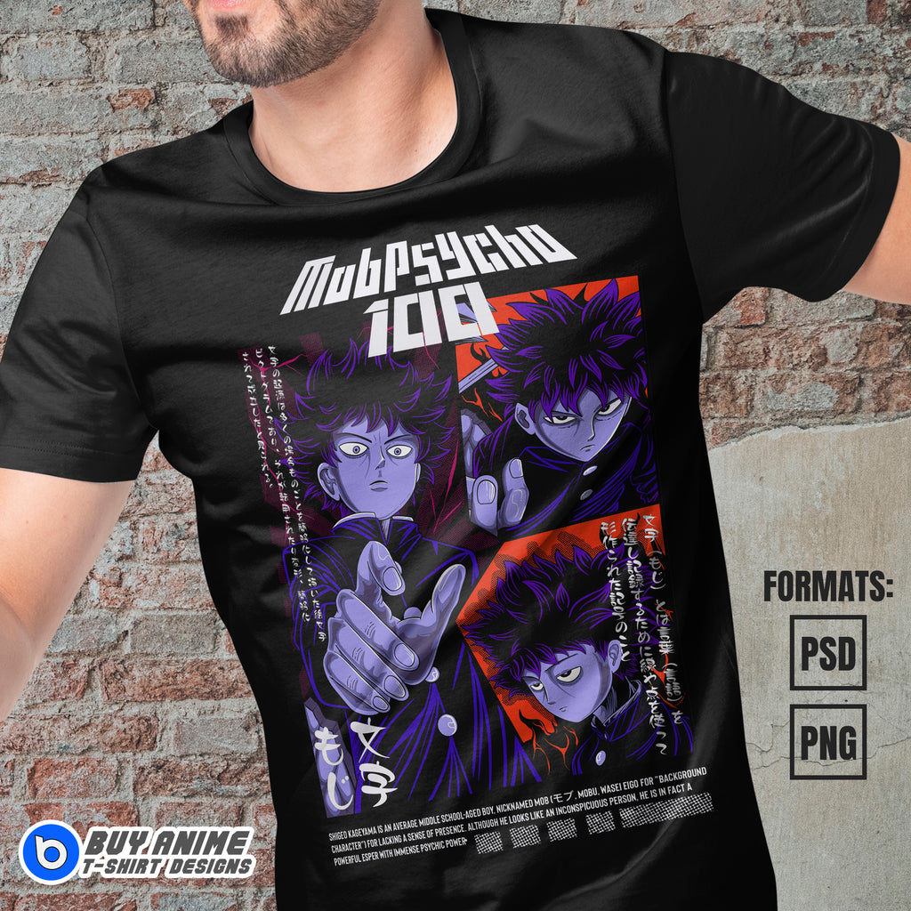 Premium Mob Psycho 100 Anime Vector T-shirt Design Template