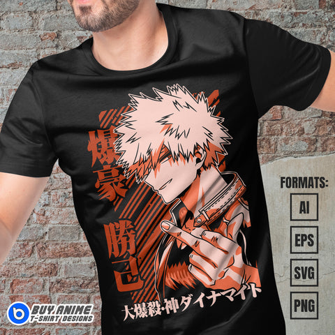 Premium Katsuki Bakugo My Hero Academia Anime Vector T-shirt Design Template #5