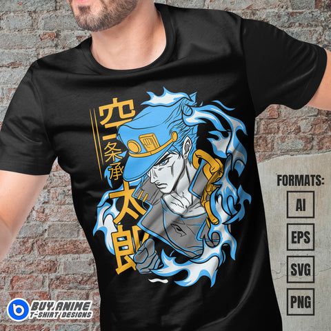 Premium Jotaro Kujo Jojo's Bizarre Adventure Anime Vector T-shirt Design Template