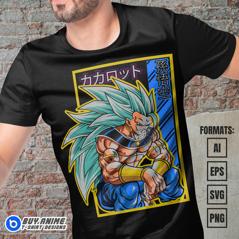 Premium Goku God of Destruction Dragon Ball Anime Vector T-shirt Design Template
