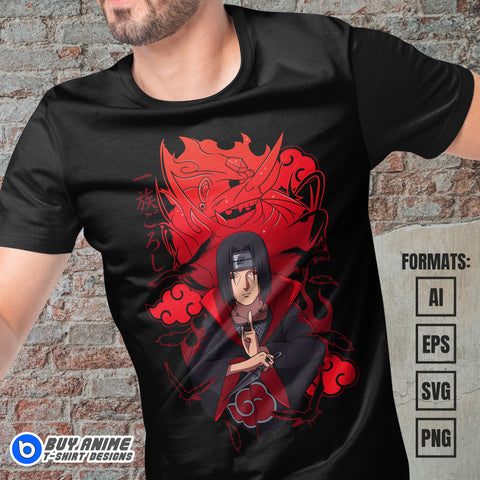 Premium Itachi Uchiha Naruto Anime Vector T-shirt Design Template #5