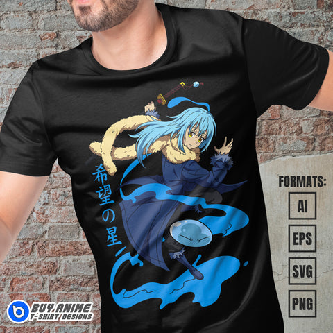 Premium Rimuru Tempest Anime Vector T-shirt Design Template #2