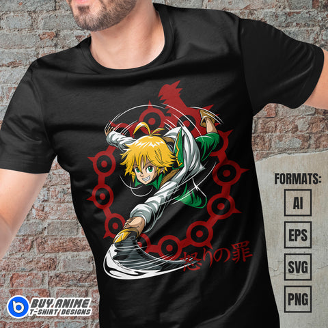 Premium Meliodas The Seven Deadly Sins Anime Vector T-shirt Design Template #4