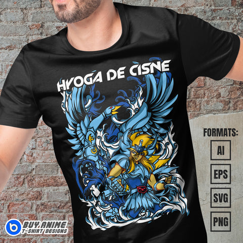 Premium Hyoga Saint Seiya Anime Vector T-shirt Design Template