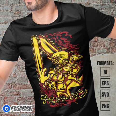 Premium Chainsaw Man Anime Vector T-shirt Design Template #27