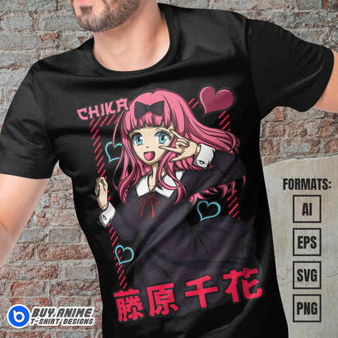 Premium Chika Fujiwara Kaguya-Sama Love Is War Anime Vector T-shirt Design Template