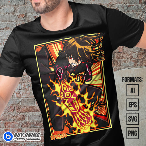 Premium Rokuro Enmado Twin Star Exorcists Anime Vector T-shirt Design Template