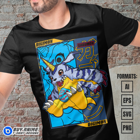 Premium Gabumon Digimon Anime Vector T-shirt Design Template