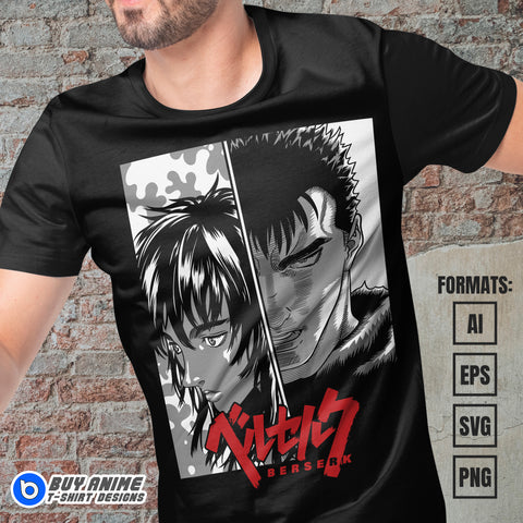 Premium Berserk Anime Vector T-shirt Design Template #8