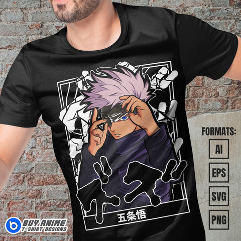 Premium Satoru Gojo Jujutsu Kaisen Anime Vector T-shirt Design Template #3