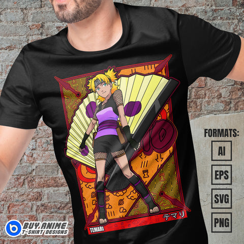 Premium Temari Naruto Anime Vector T-shirt Design Template