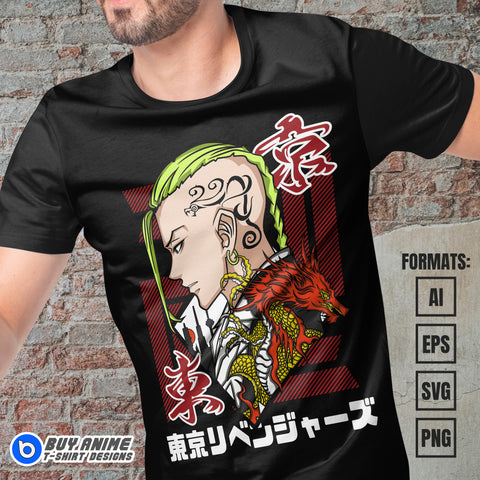 Premium Draken Tokyo Revengers Anime Vector T-shirt Design Template