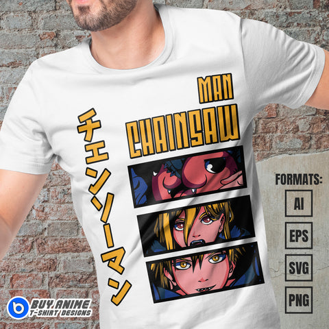 Premium Chainsaw Man Anime Vector T-shirt Design Template #28