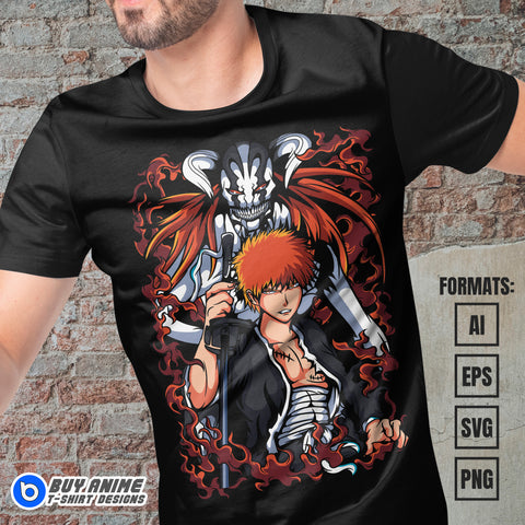 Premium Ichigo Kurosaki Bleach Anime Vector T-shirt Design Template #13