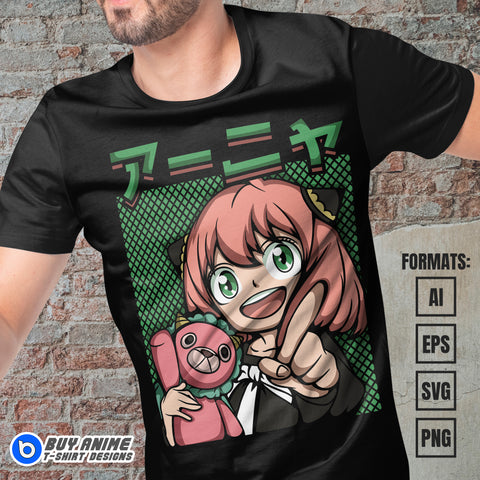 Premium Anya Forger Spy x Family Anime Vector T-shirt Design Template #6
