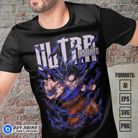  Premium Goku Ultra Instinct Dragon Ball Anime Vector T-shirt Design Template #6