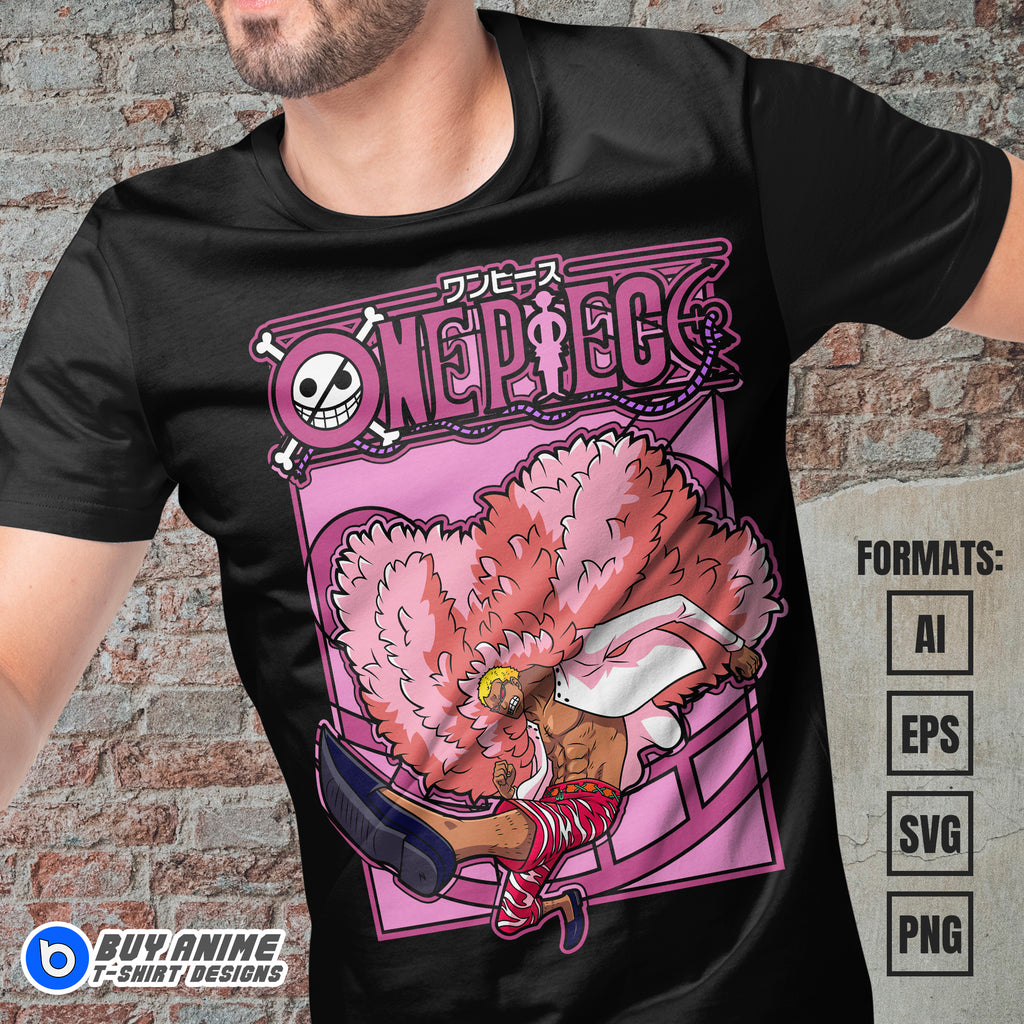 Premium Doflamingo One Piece Anime Vector T-shirt Design Template #7