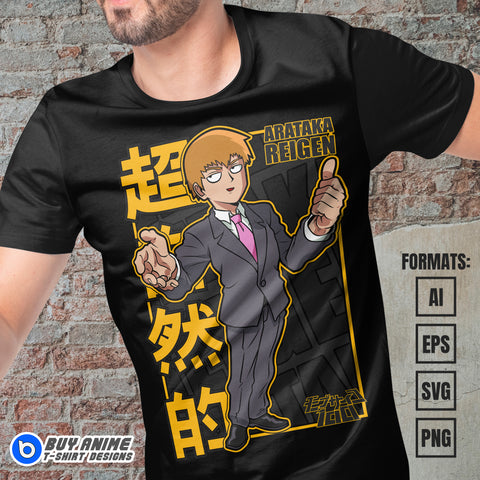 Premium Arataka Reigen Mob Psycho 100 Anime Vector T-shirt Design Template