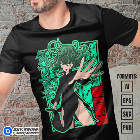 Premium Tatsumaki One Punch Man Anime Vector T-shirt Design Template