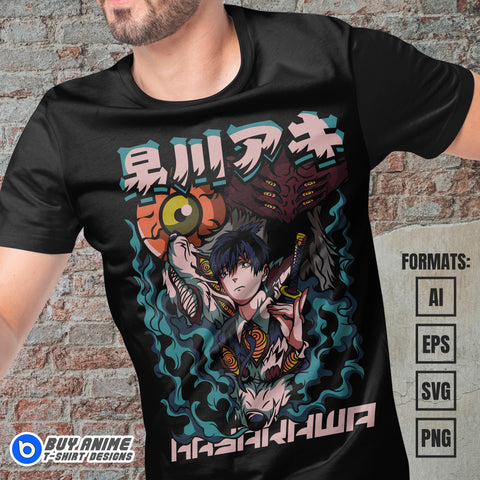 Premium Aki Hayakawa Chainsaw Man Anime Vector T-shirt Design Template