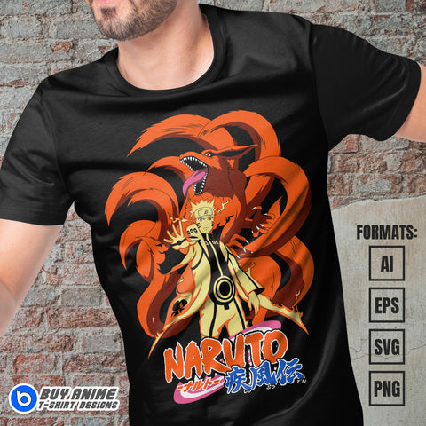 Premium Naruto Baryon Mode Anime Vector T-shirt Design Template
