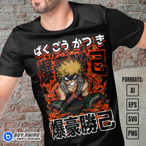 Premium Katsuki Bakugo My Hero Academia Anime Vector T-shirt Design Template #6