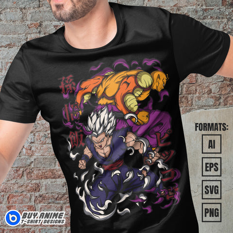 Premium Gohan Beast x Orange Piccolo Dragon Ball Super Anime Vector T-shirt Design Template