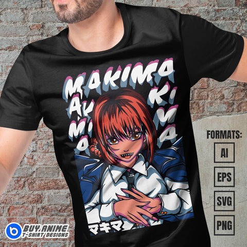Premium Makima Chainsaw Man Anime Vector T-shirt Design Template #3