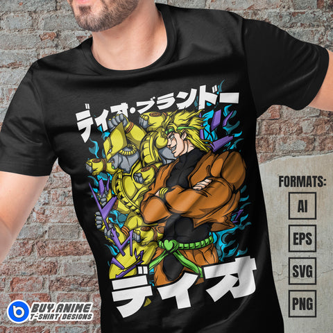 Premium Dio Jojo's Bizarre Adventure Anime Vector T-shirt Design Template