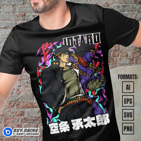 Premium Jotaro Kujo Jojo's Bizarre Adventure Anime Vector T-shirt Design Template #2