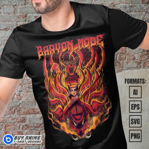 Premium Naruto Baryon Mode Anime Vector T-shirt Design Template #2