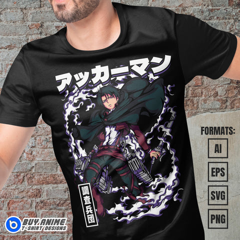 Premium Levi Ackerman Attack on Titan Anime Vector T-shirt Design Template #5