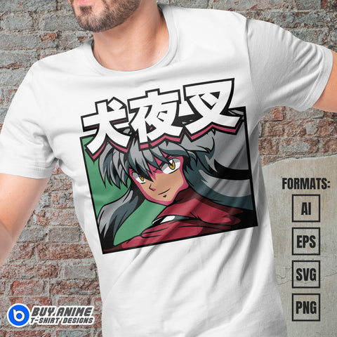 Premium Inuyasha Anime Vector T-shirt Design Template #4