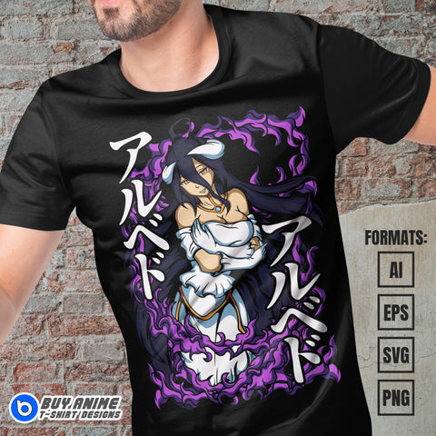 Premium Albedo Overlord Anime Vector T-shirt Design Template #2