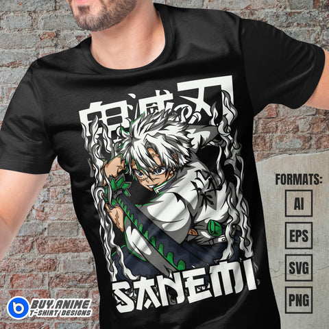 Premium Sanemi Demon Slayer Anime Vector T-shirt Design Template