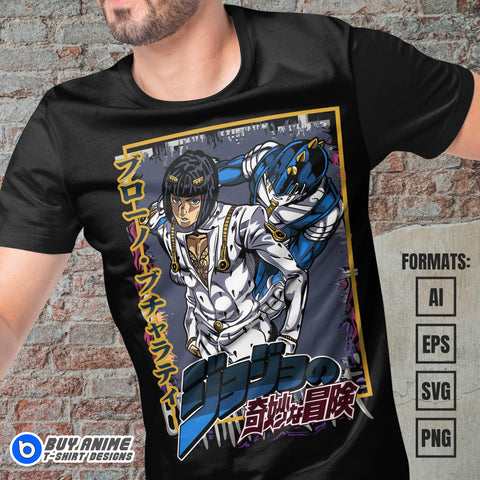 Premium Bruno Jojo's Bizarre Adventure Anime Vector T-shirt Design Template