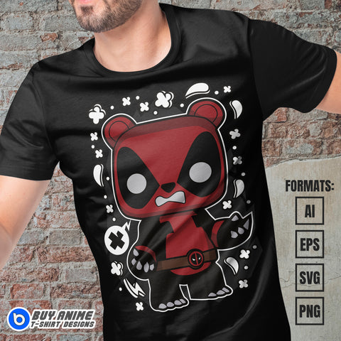 Premium Bear Deadpool Funko Vector T-shirt Design Template