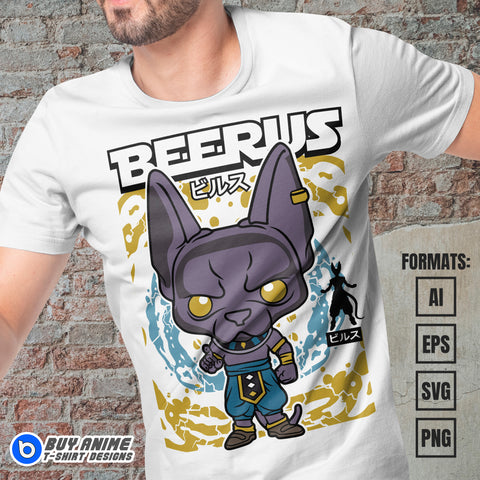 Premium Beerus Dragon Ball Funko Vector T-shirt Design Template