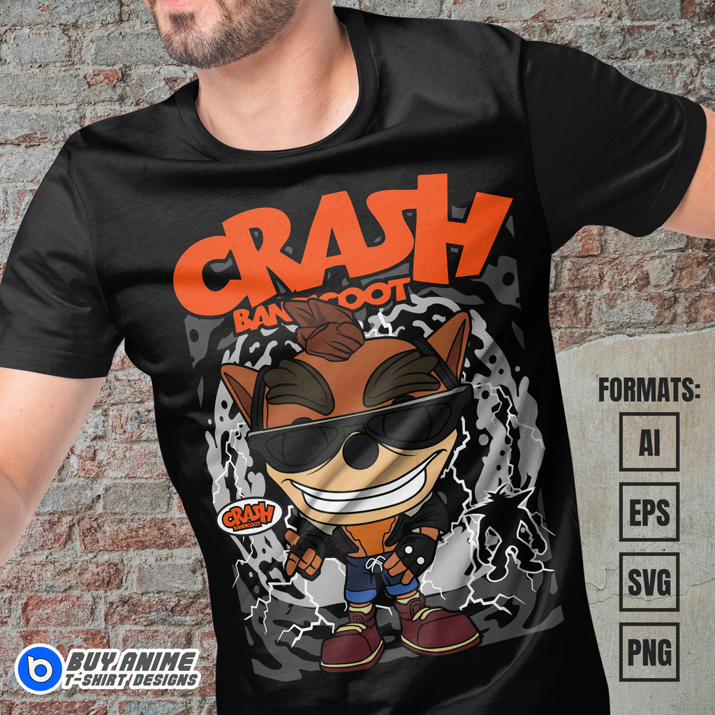 Premium Crash Bandicoot Funko Vector T-shirt Design Template