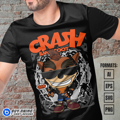 Premium Crash Bandicoot Funko Vector T-shirt Design Template