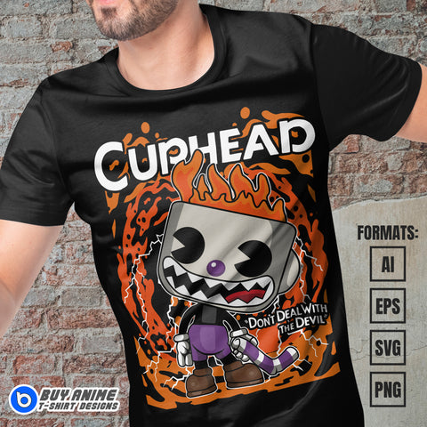 Premium Cuphead Funko Vector T Shirt Design Template