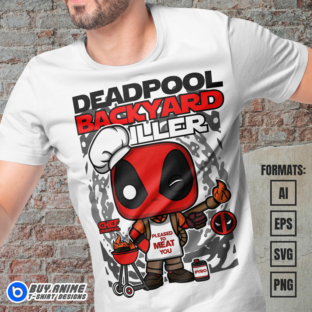 Premium Deadpool Backyard Griller Funko Vector T-shirt Design Template