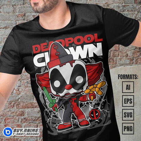 Premium Deadpool Clown Funko Vector T-shirt Design Template