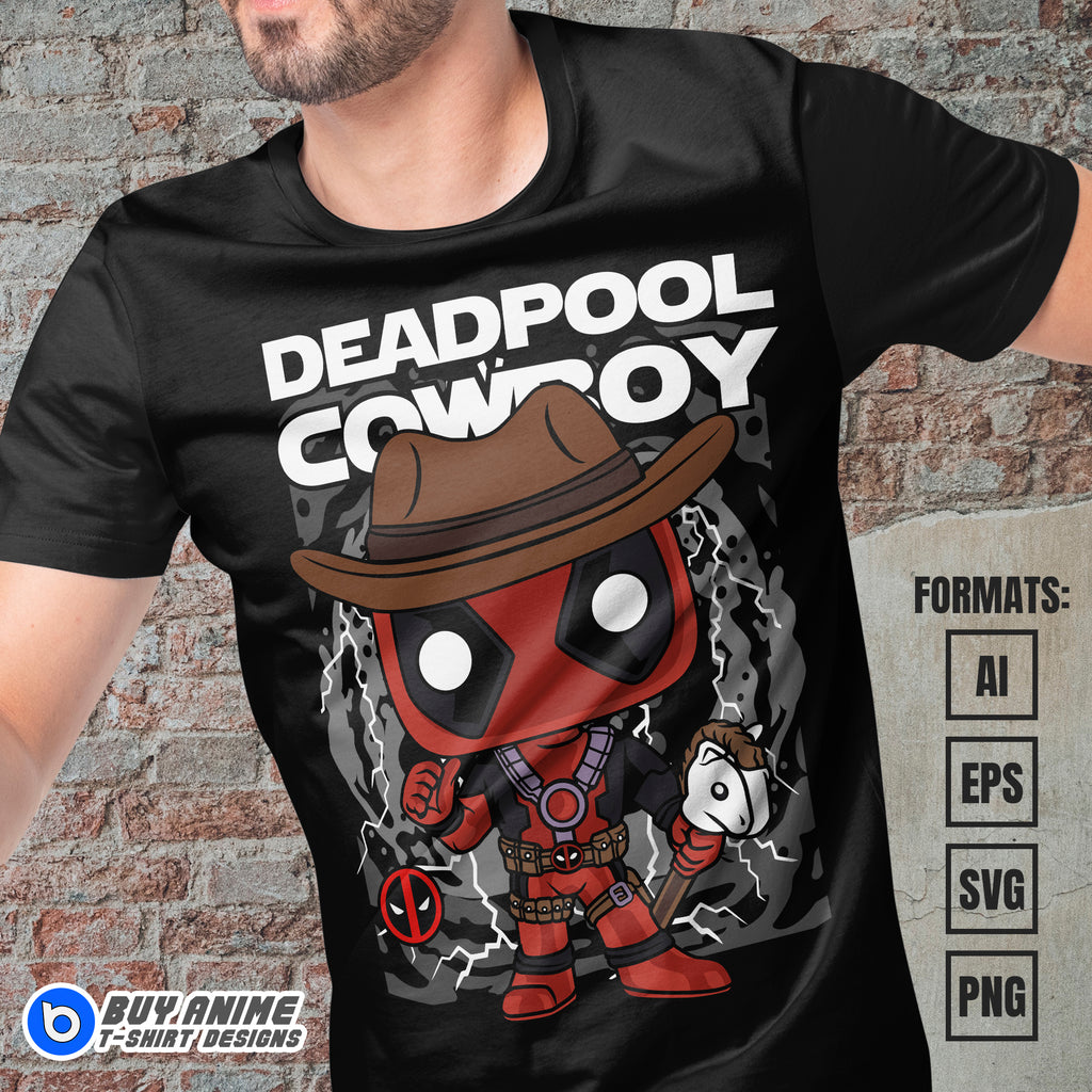 Premium Deadpool Cowboy Funko Vector T-shirt Design Template
