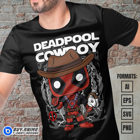 Premium Deadpool Cowboy Funko Vector T-shirt Design Template